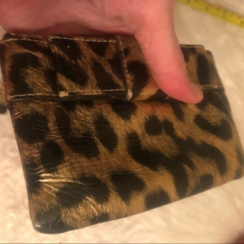 Kate spade animal print patent leather bow keyring coin purse bag